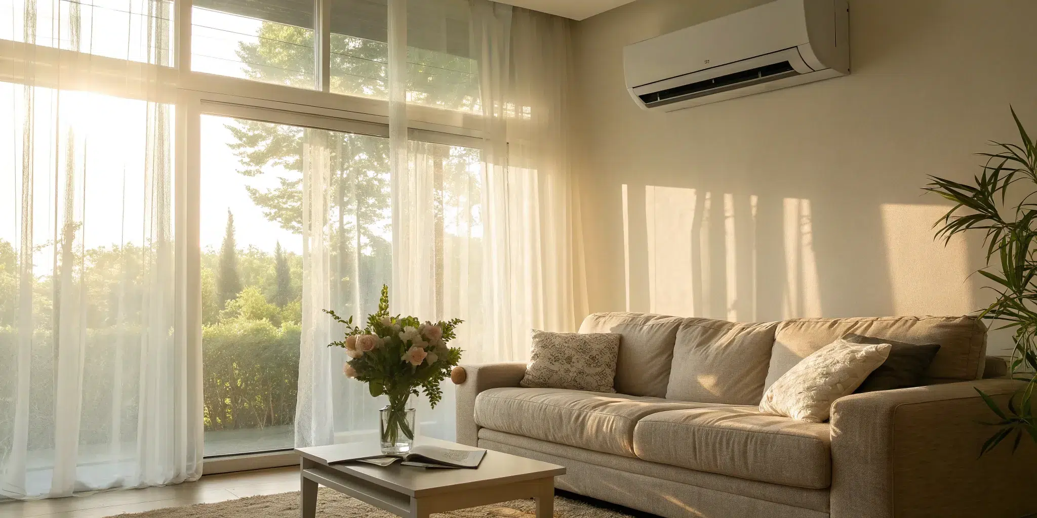 New AC unit installed in the living room of a 1500 sq ft house.