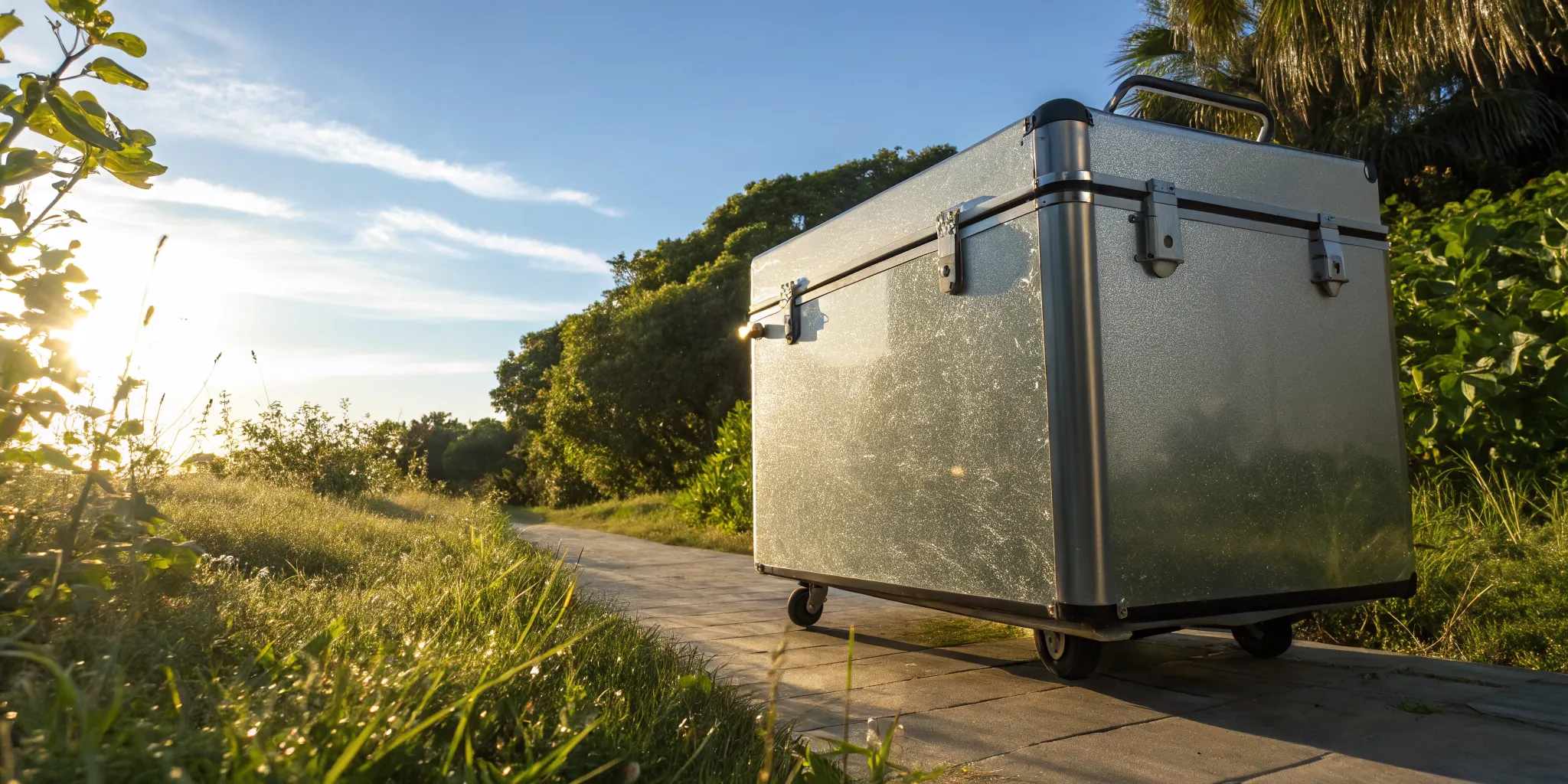 A large mobile ice box on a trailer, used for event and commercial rentals.