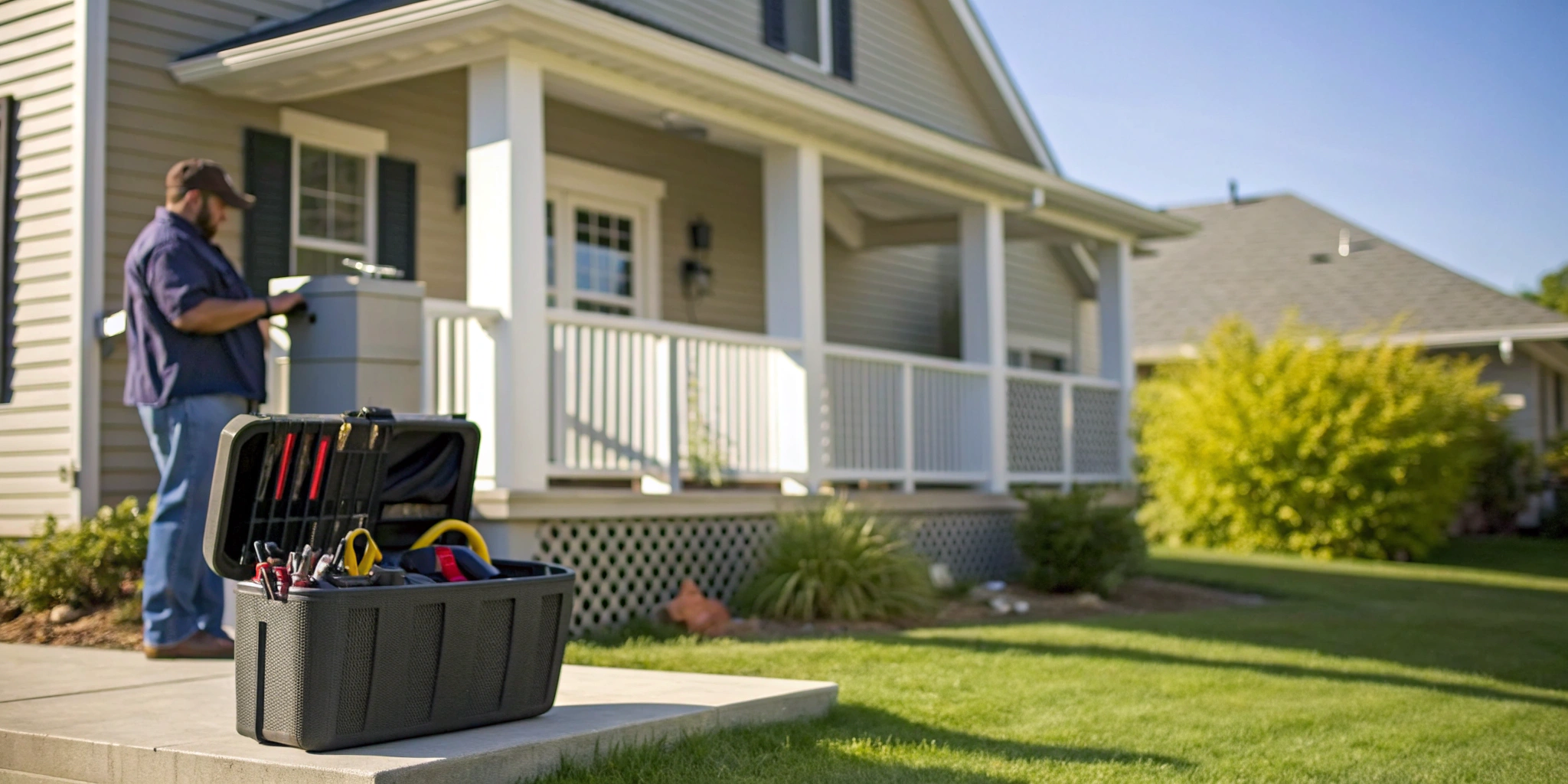Person performing a residential HVAC inspection using a checklist.
