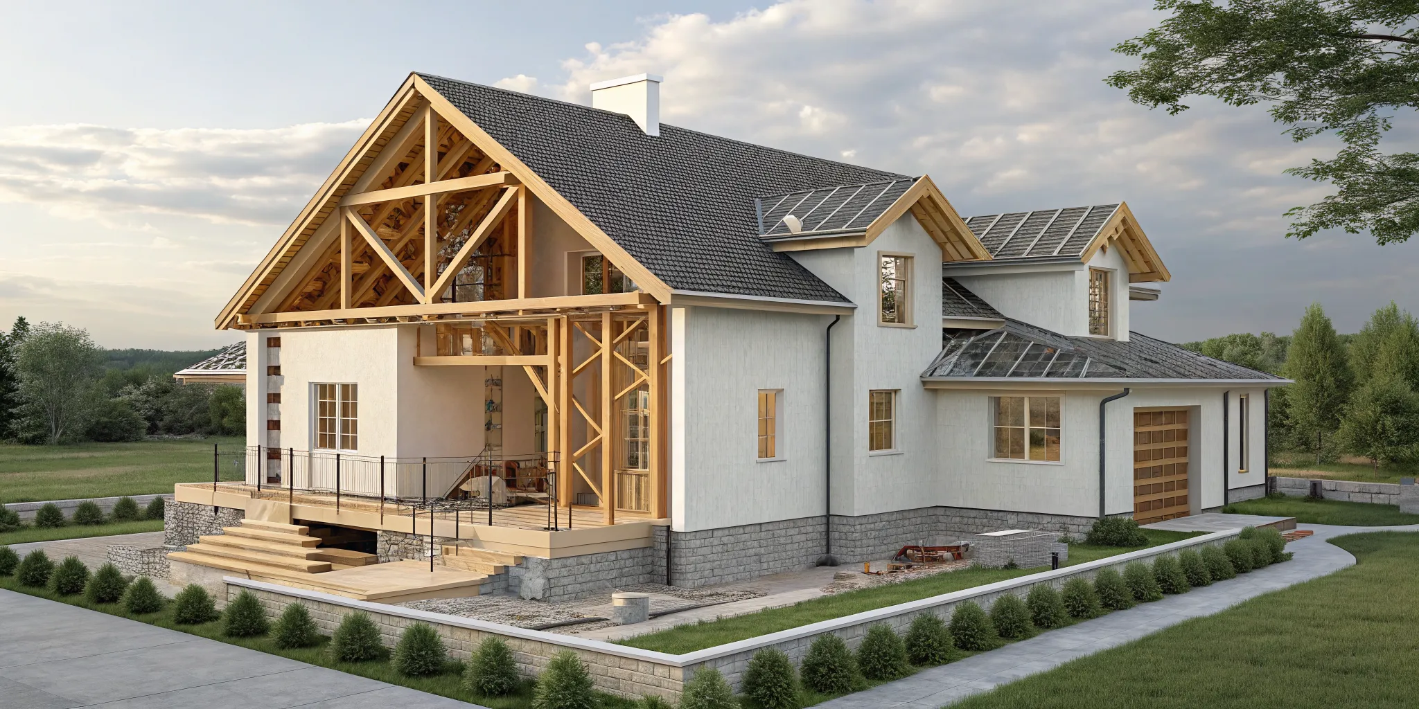 Exterior of a 1-story home, which impacts the cost to replace ductwork.