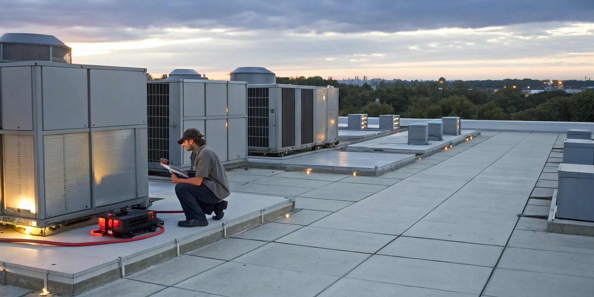 Technician performs an emergency HVAC repair on a commercial unit in High Point.