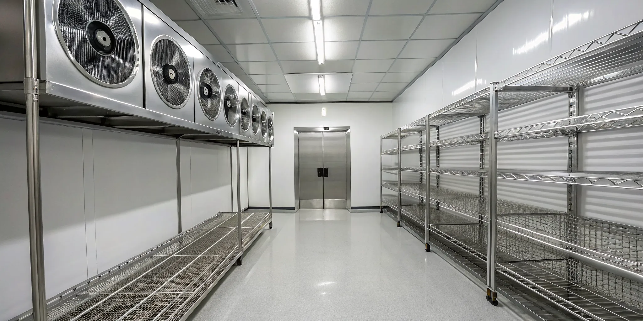 Walk-in cooler shelves organized for proper airflow to prevent uneven cooling in Yadkinville.
