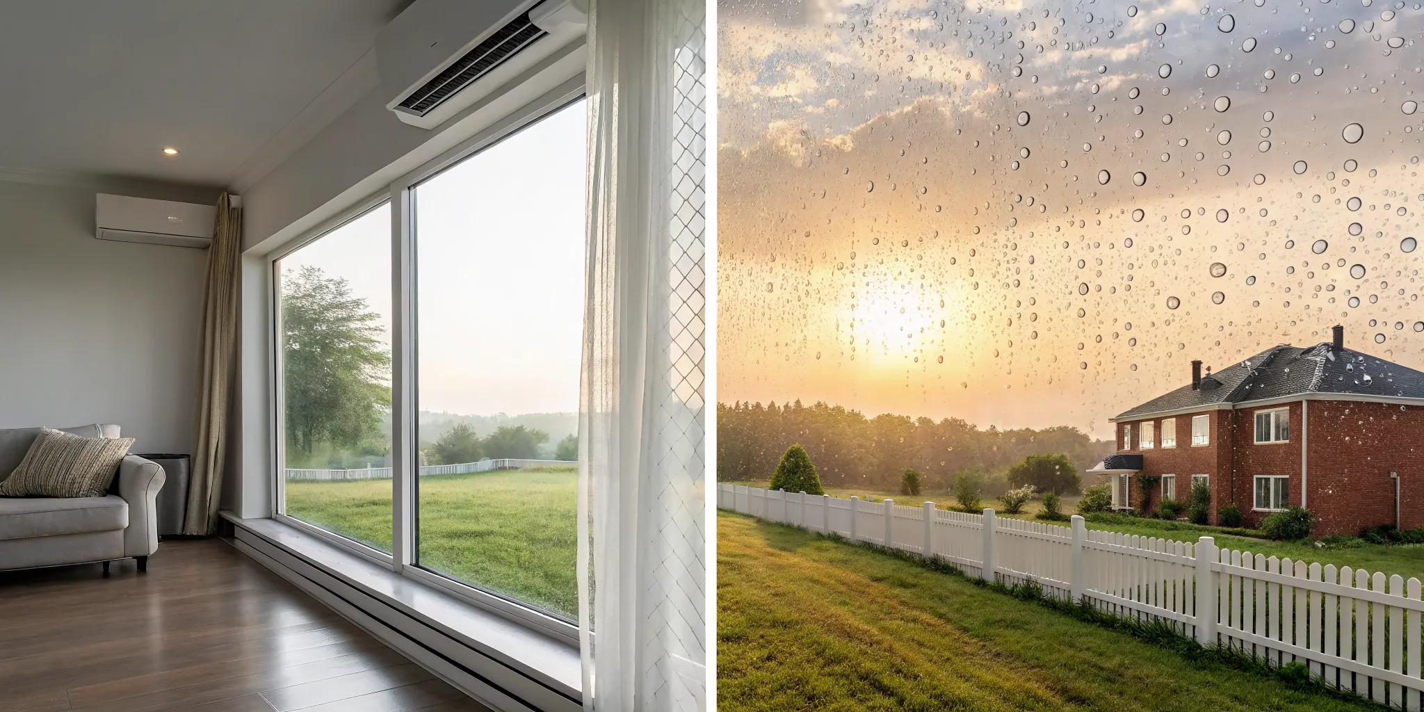An AC unit working hard against high summer humidity levels on a rainy day in Lexington.