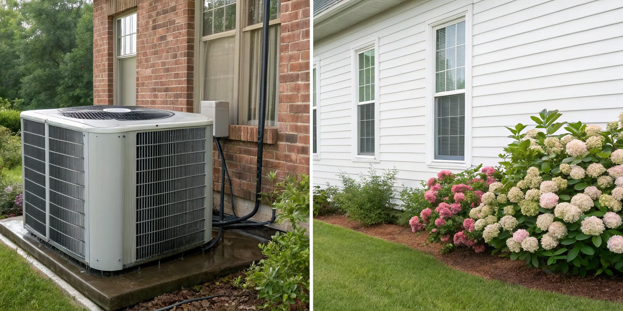 Outdoor AC compressor unit at risk from high humidity levels in North Carolina.