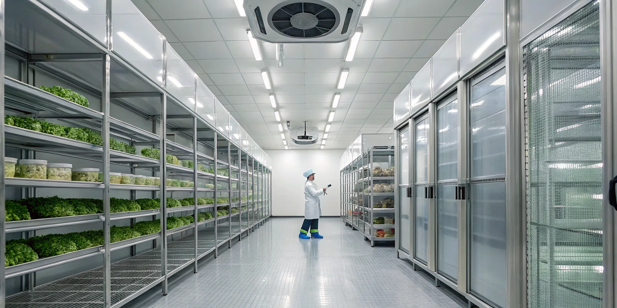 Technician in Kernersville checks airflow on walk-in cooler shelves to prevent uneven cooling.