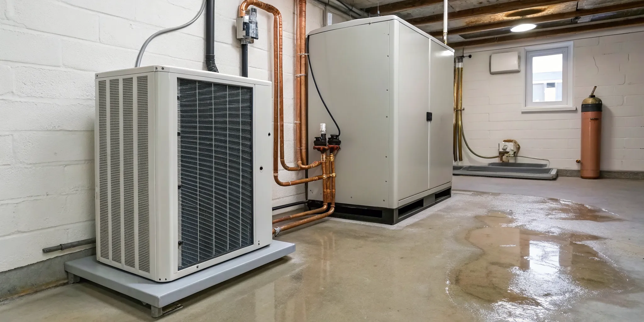 Ice forming on a heat pump's coils, a sign of refrigerant loss.