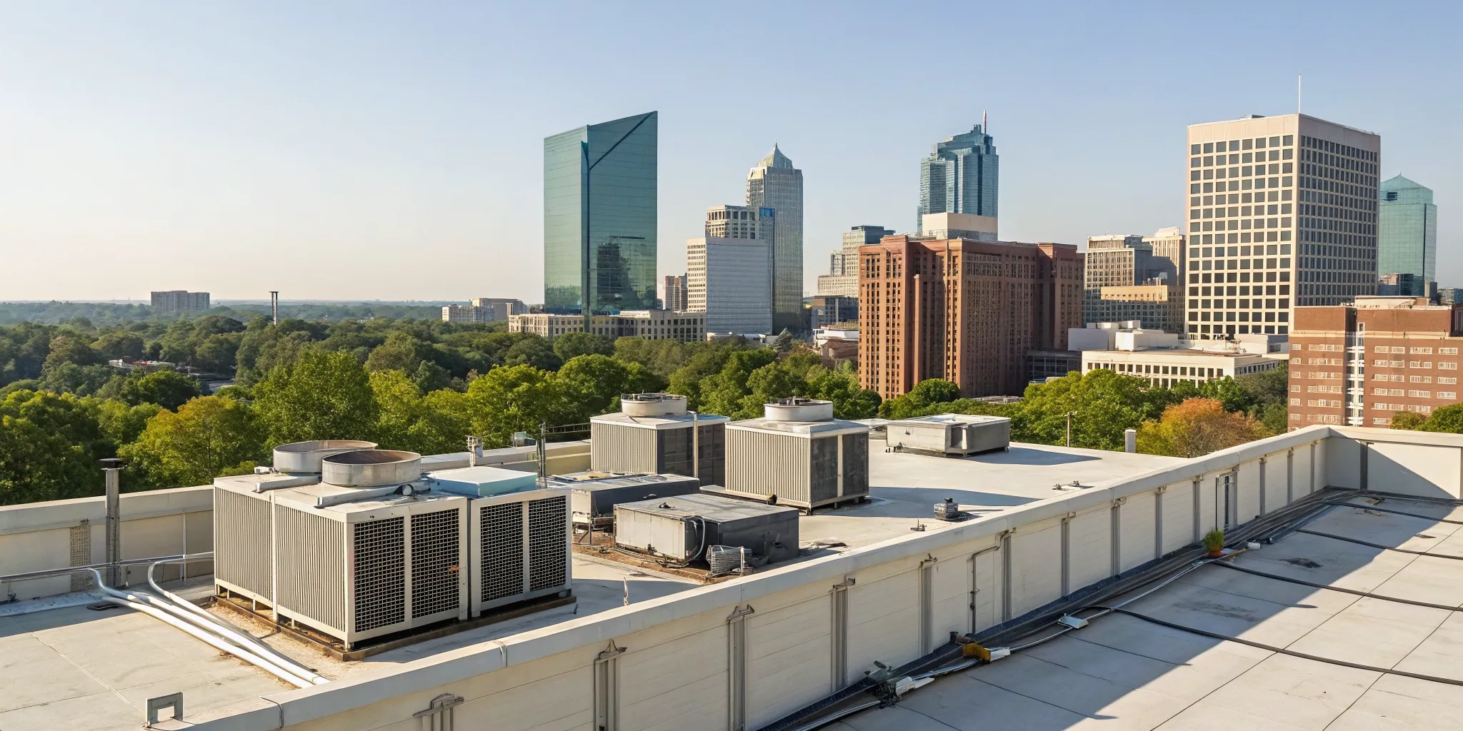 Synthetic refrigerants in High Point HVAC systems on a commercial rooftop.