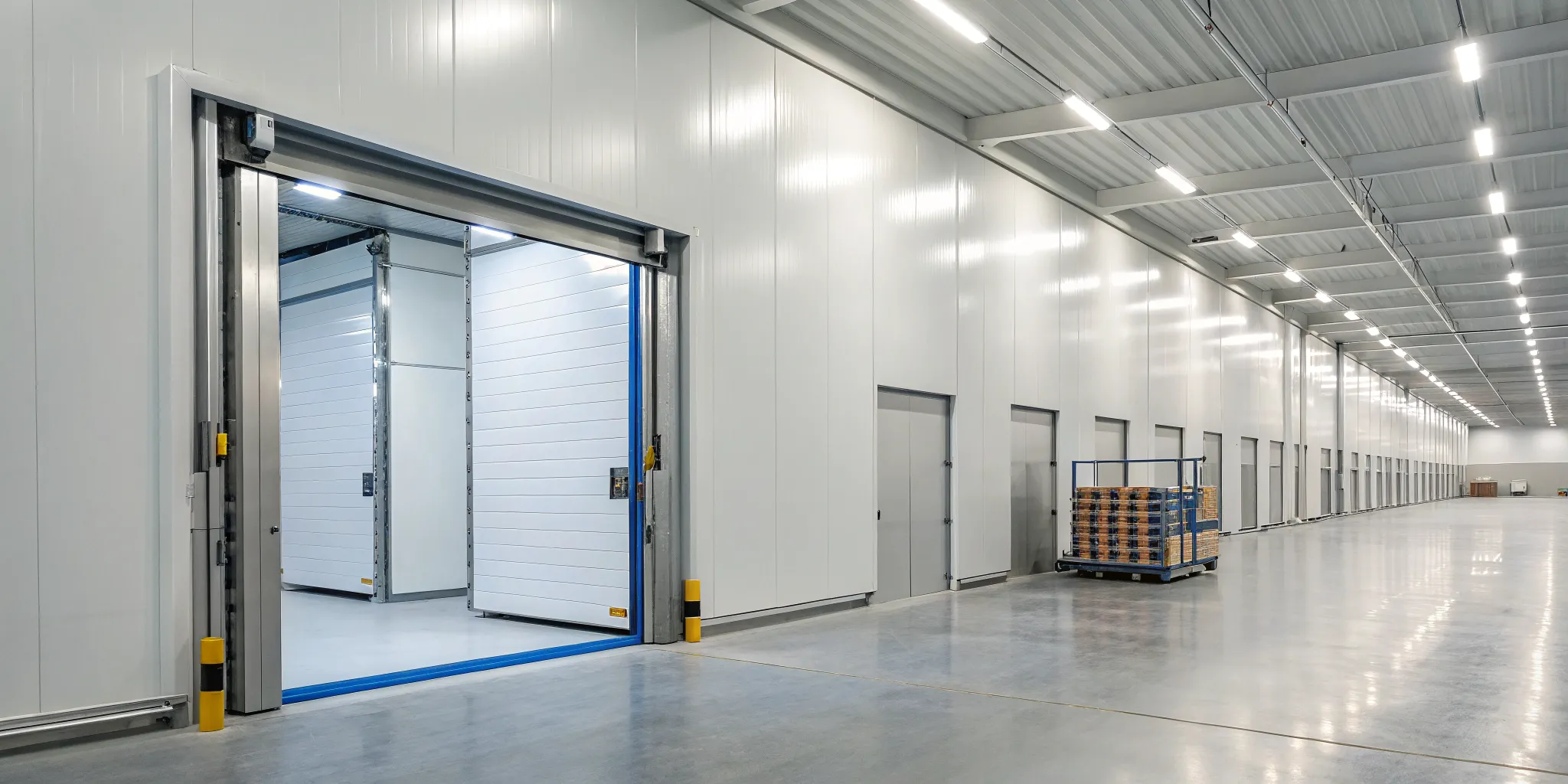 Automatic door system improving freezer efficiency in a Lexington cold storage facility.